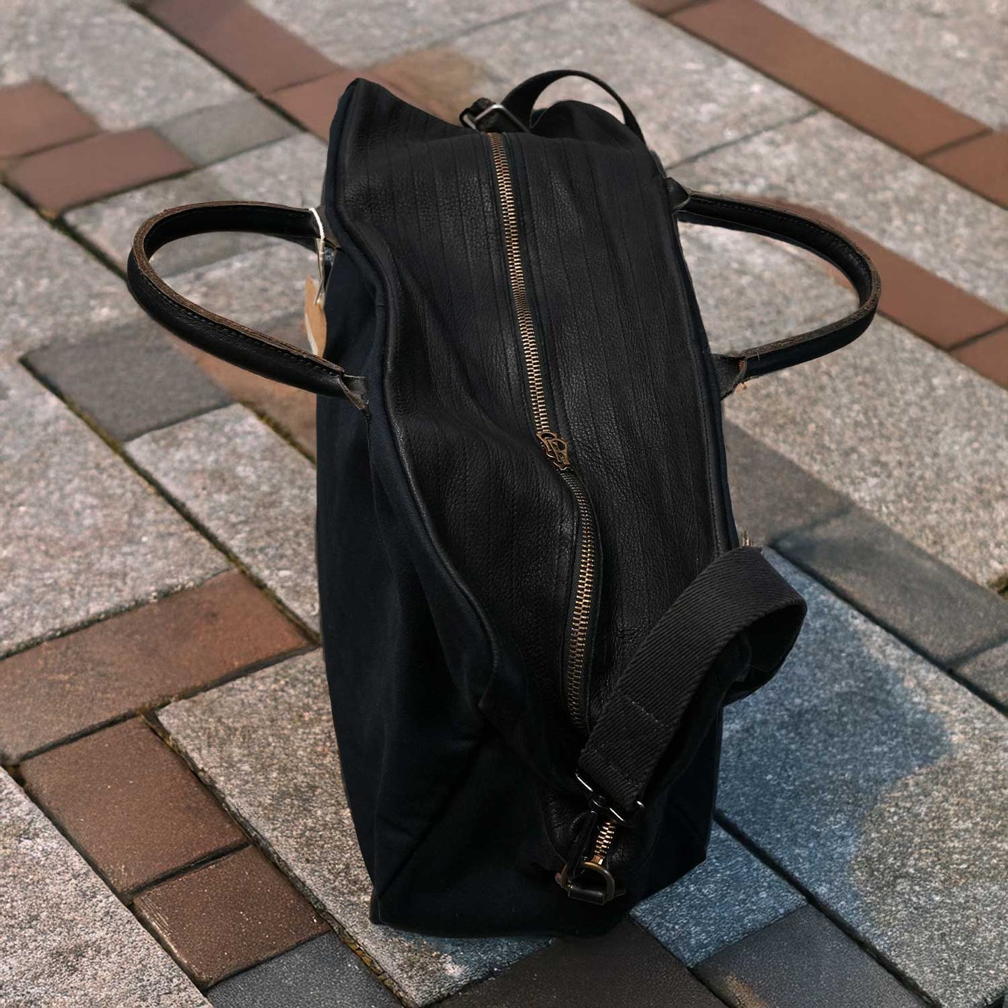 TANKER CLOTH × DEERSKIN BOSTON BAG 日本製USタンカース生地 × ディアスキン ボストンバッグ