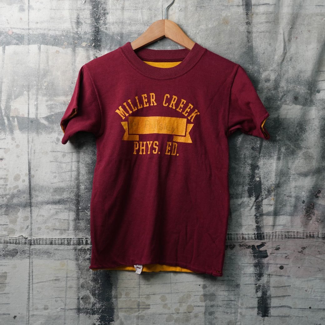 【Vintage Stock】ヴィンテージTシャツ MILLER CREEK エンジ × イエロー