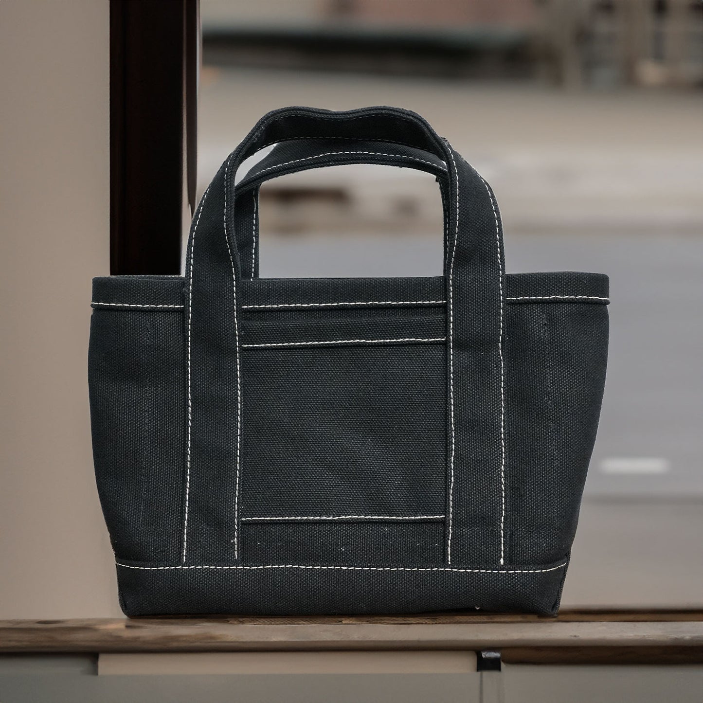 極厚4号帆布 ハンドメイド トートバッグ ブラック(ミニ)|100年愛せるタフな極厚4号キャンバス