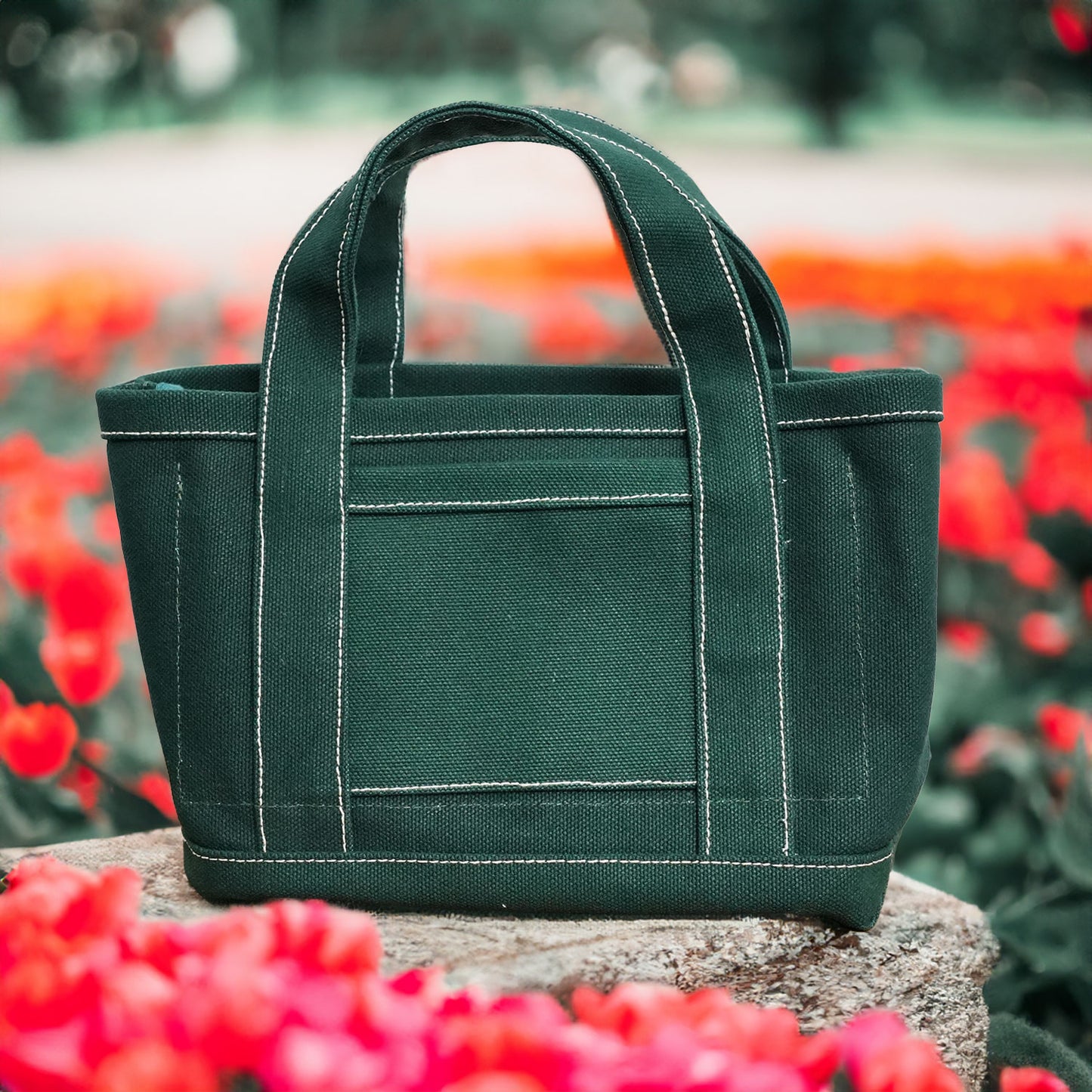 極厚4号帆布 ハンドメイド トートバッグ グリーン(ミニ)|100年愛せるタフな極厚4号キャンバス