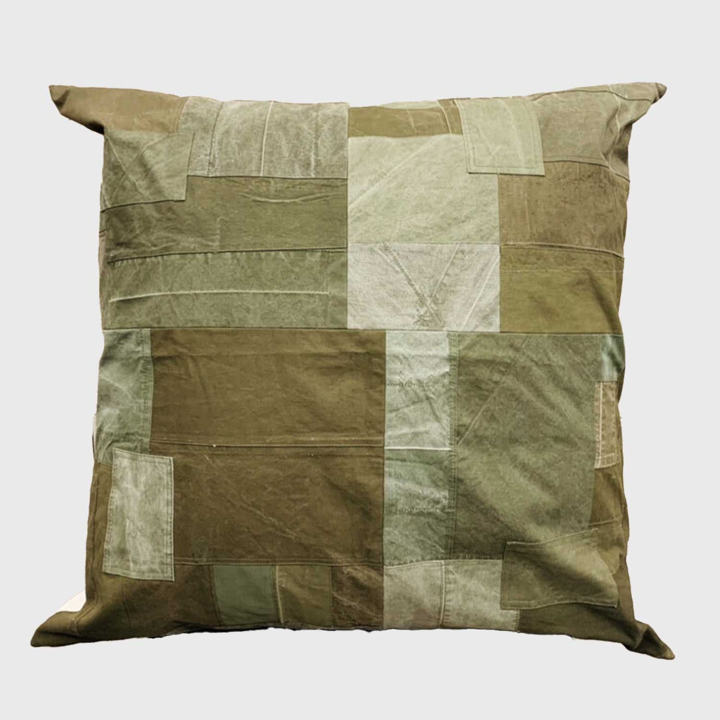 TK-Boro クッション(Army)(US軍ヴィンテージテントパッチワーククッションBOROスタイル)90cm角
