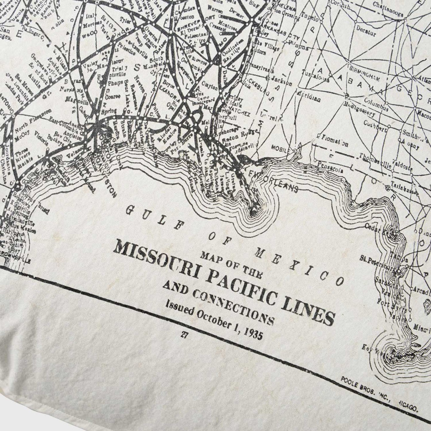 1930US路線図デザインクッション(TK-CTP15MAP)(岡山伝統製法帆布)84cm角3アップ