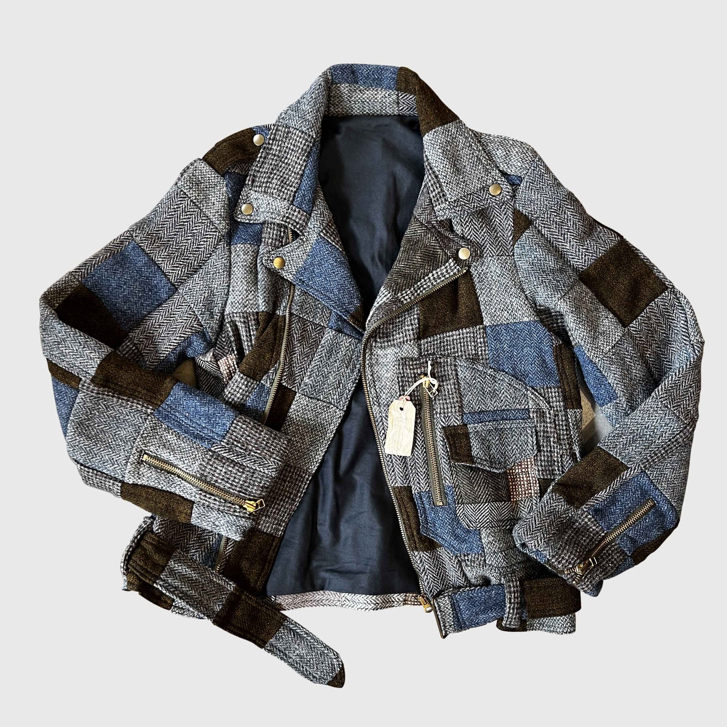 ライダースジャケット|ハリス・ツイードビンテージ古布パッチワーク|T.K GARMENT SUPPLY|リメイク・リサイクル・ナチュラルをメインコンセプトとして掲げたブランド