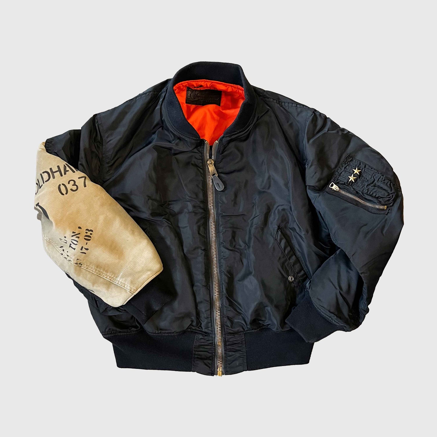 USA MA1(袖オイルクロス)リメイク フライトジャケット|T.K GARMENT SUPPLY|リメイク・リサイクル・ナチュラルをメインコンセプトとして掲げたブランド