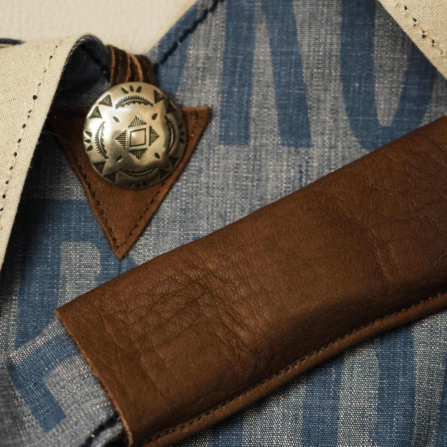 Hobo Bag — Chambray × 50’s Iron Logo【50’s バスストッププリント】