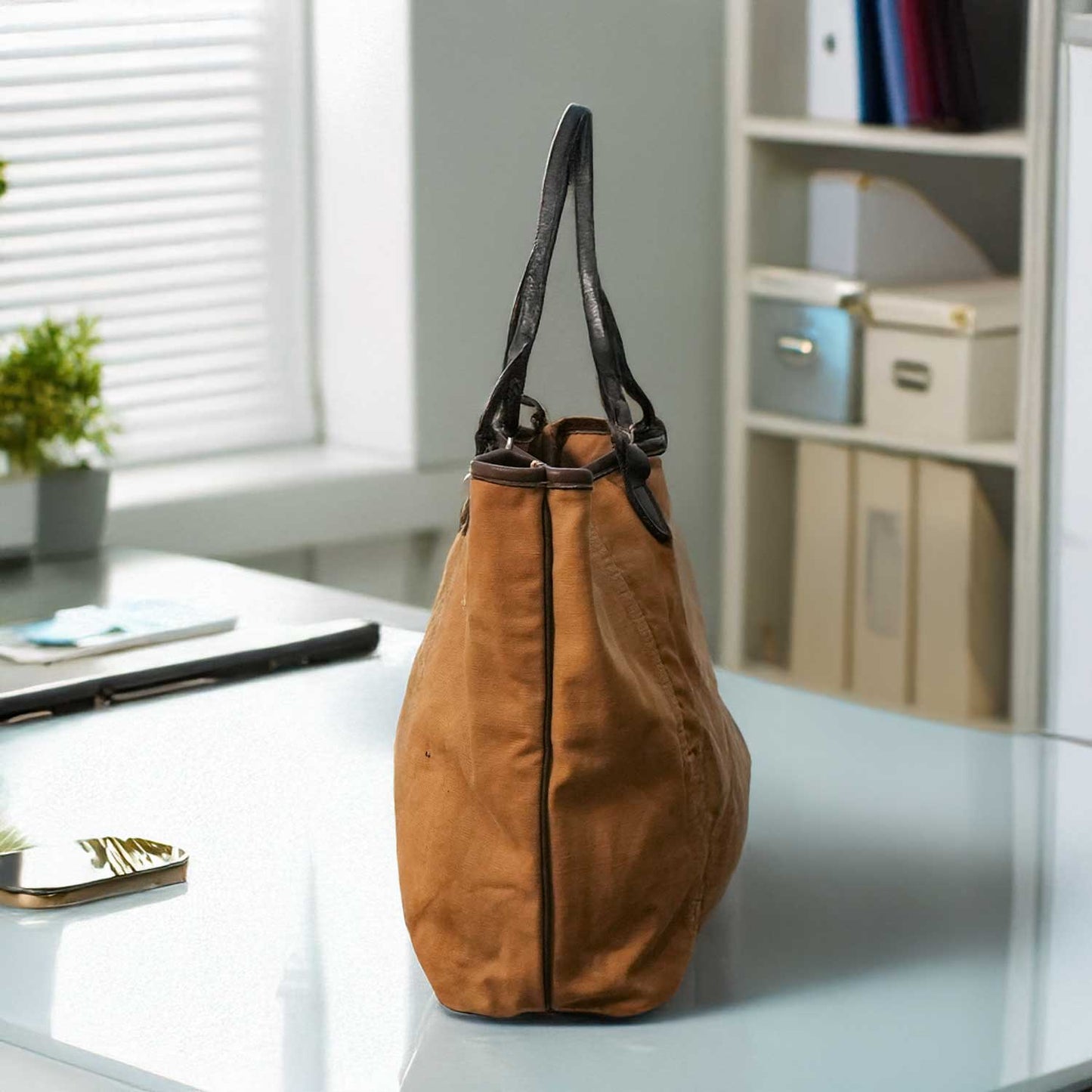 US WORKWEAR HEAVY DUCK × ANTIQUE LEATHER TOTE BAG USワークウェア ヘビーダック × アンティークレザー トートバッグ