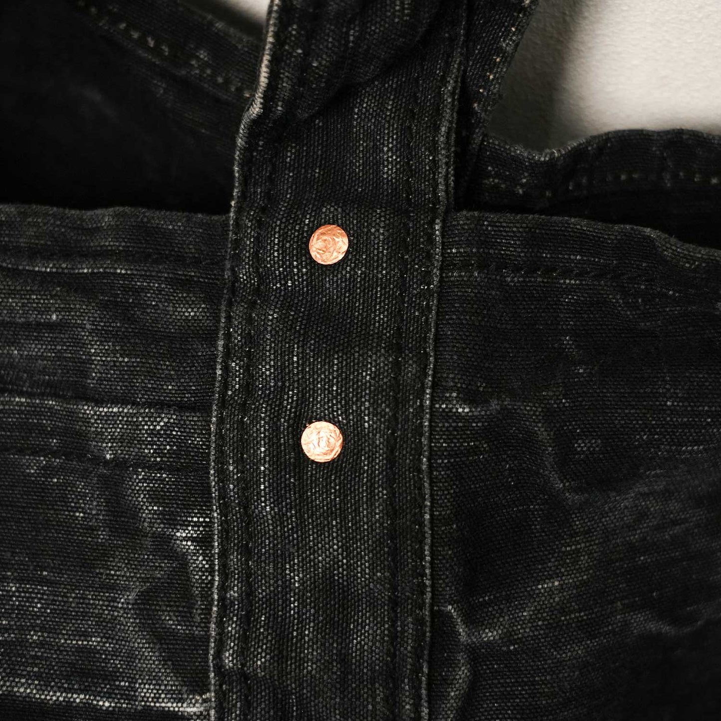 50s CZECH MILITARY BLACK DYED COPPER RIVET TOTE BAG 50s チェコ軍ダッフル × 黒染め × 銅リベット トートバッグ